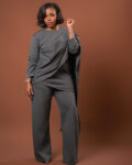 Executive Draped Charcoal Grey Set