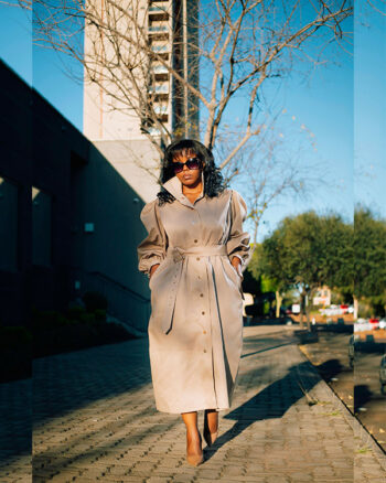 Squared Shouldered Trench Dress
